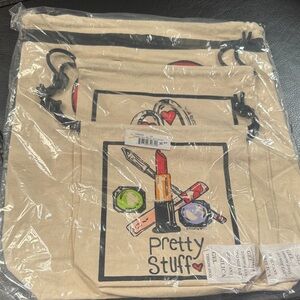 Brand New! Brighton Canvas Tote Set with Makeup Design